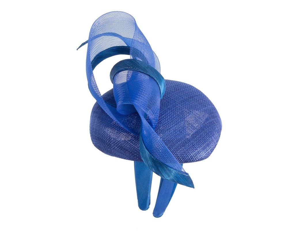 Elegant Royal Blue Pillbox Fascinator for Spring Racing - Image 3