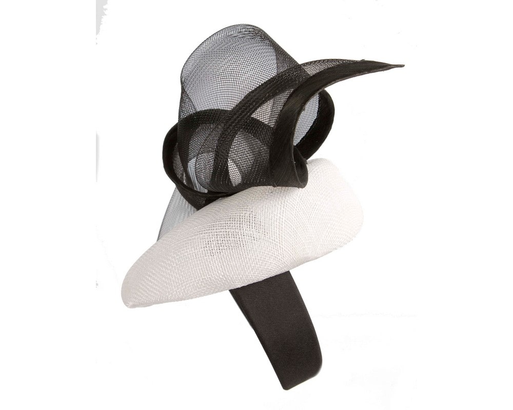 Elegant White & Black Pillbox Fascinator for Spring Racing - Image 4