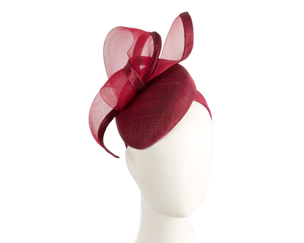Fascinators Online - Elegant Wine colored Pillbox Fascinator for Spring Racing