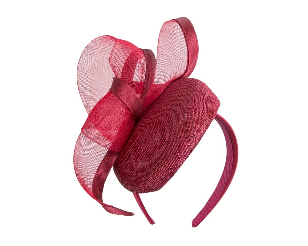 Fascinators Online - Elegant Wine colored Pillbox Fascinator for Spring Racing