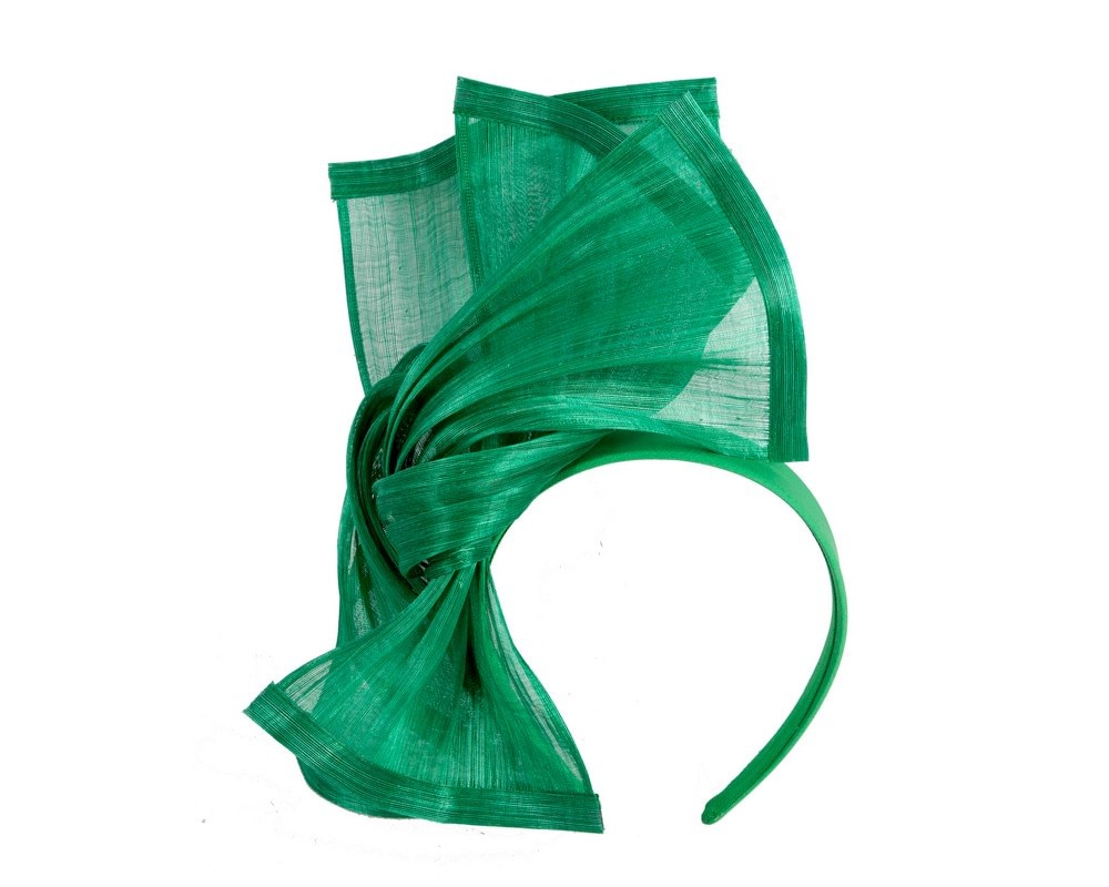 Fascinators Online - Green twists of silk abaca fascinator by Fillies Collection
