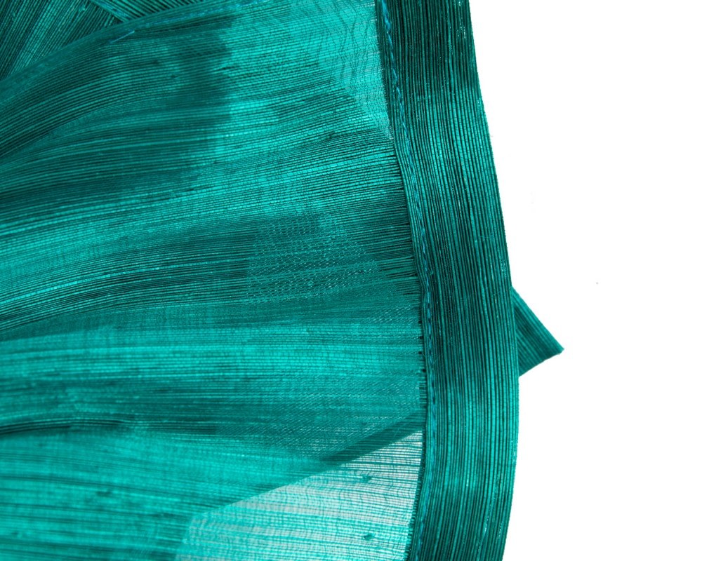 Teal twists of silk abaca fascinator by Fillies Collection - Image 3