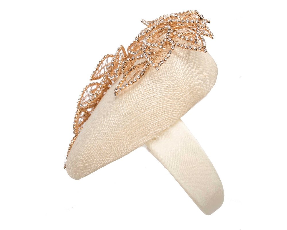 Cream & gold pillbox fascinator with jewellery by Fillies Collection - Image 4