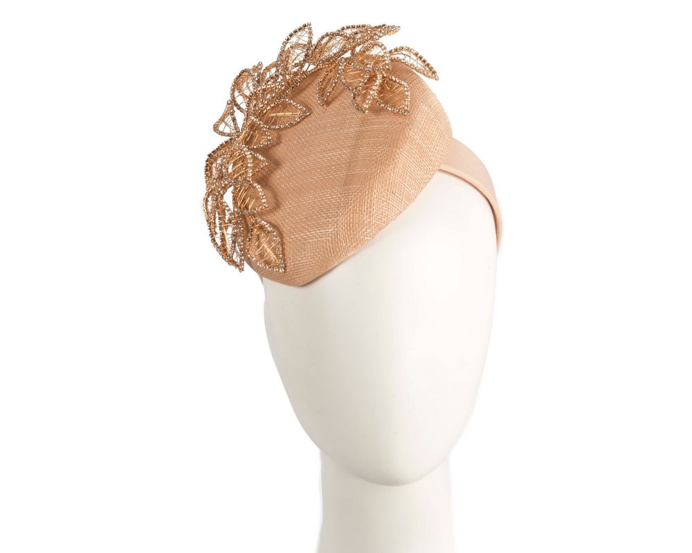 Fascinators Online - Gold pillbox fascinator with jewellery by Fillies Collection