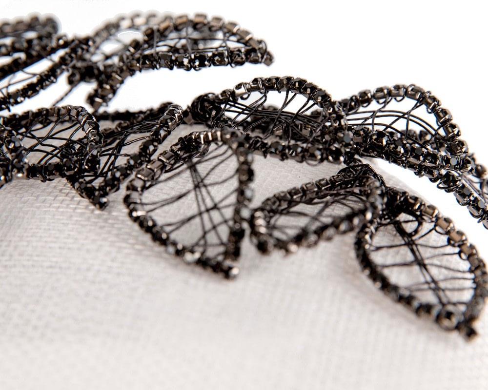 White & black pillbox fascinator with jewellery by Fillies Collection - Fascinators Online White & black pillbox fascinator with jewellery by Fillies Collection - Image 5