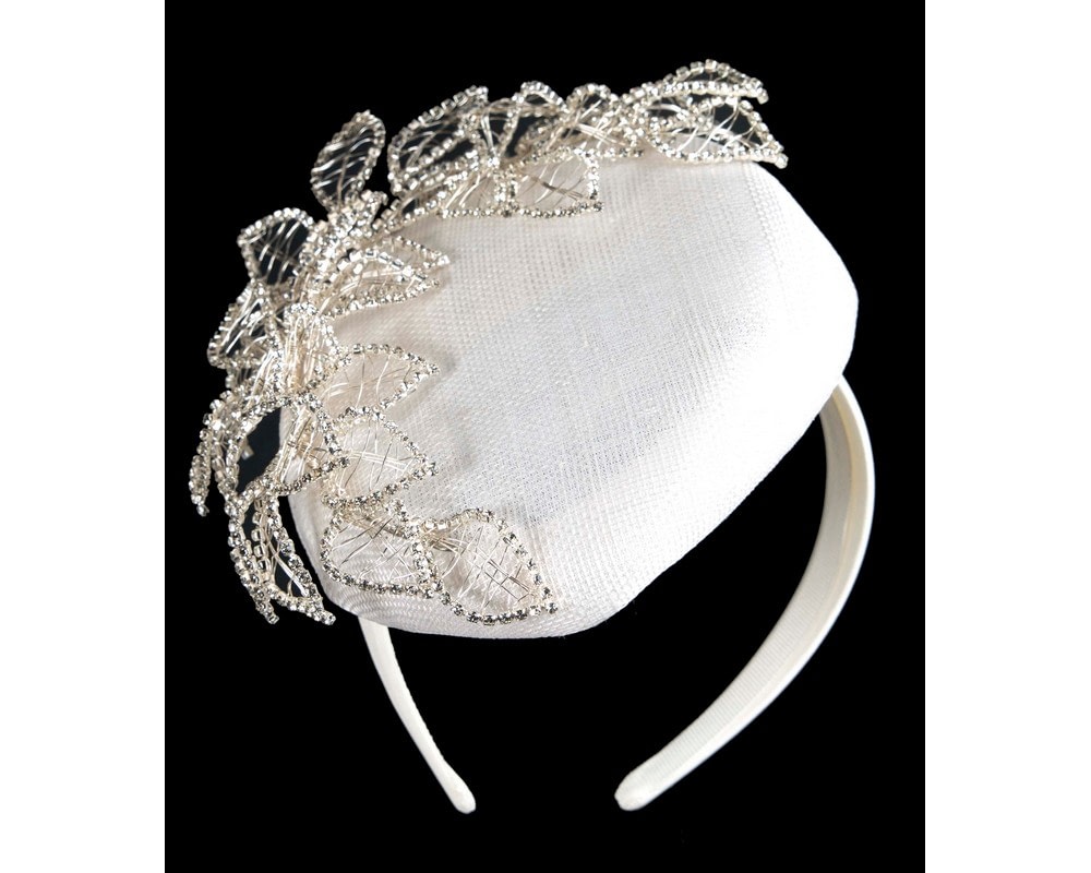 Fascinators Online - White pillbox fascinator with jewellery by Fillies Collection