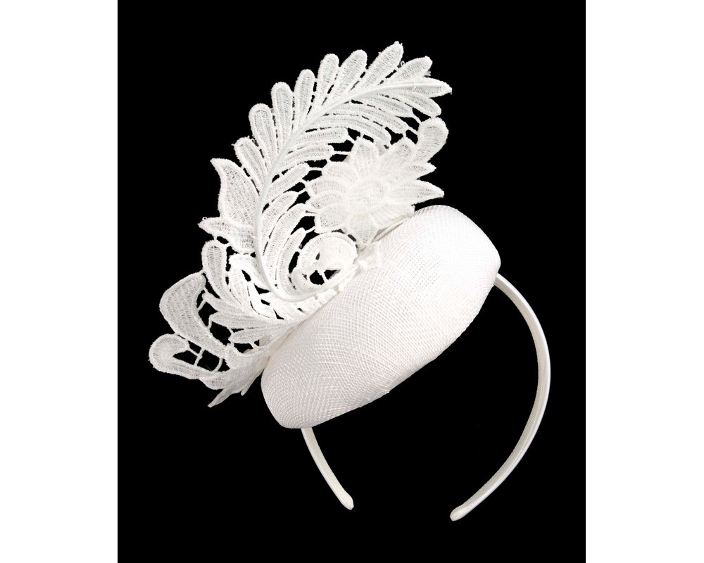 Sophisticated White Pillbox Fascinator by Fillies Collection - Fascinators Online Sophisticated White Pillbox Fascinator by Fillies Collection - Image 6