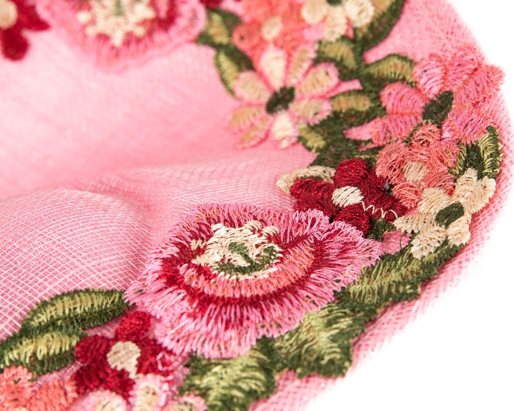 Pink Floral Fascinator with Embroidered Lace - Fillies Collection - Image 4