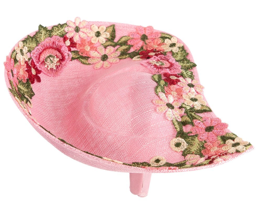 Pink Floral Fascinator with Embroidered Lace - Fillies Collection - Image 3