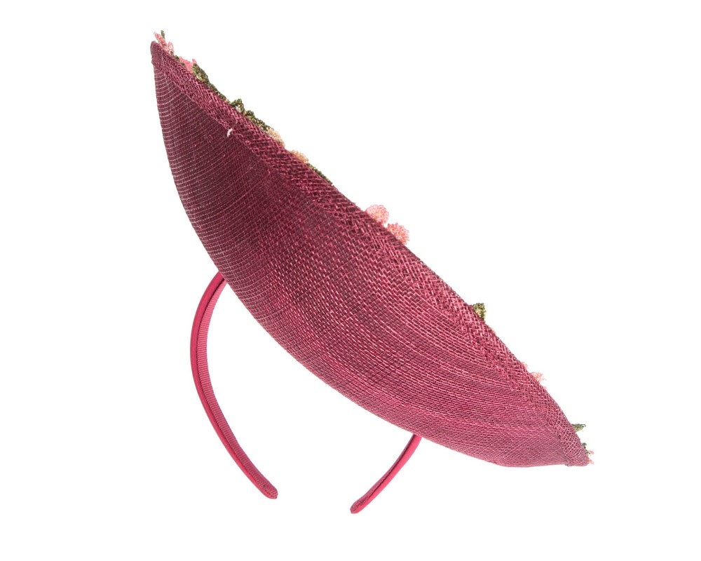 Wine-colored Floral Fascinator with Embroidered Lace - Fillies Collection - Image 6