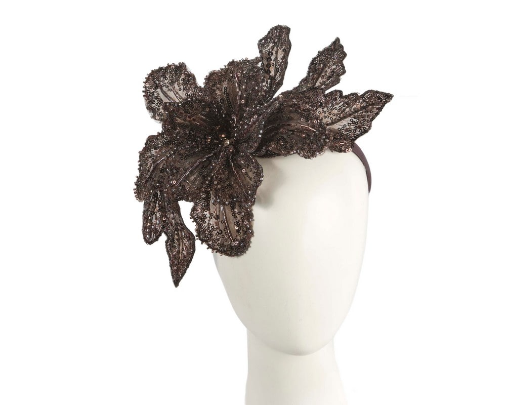 Fascinators Online - Sparkling Chocolate Fascinator with Sequins by Fillies Collection