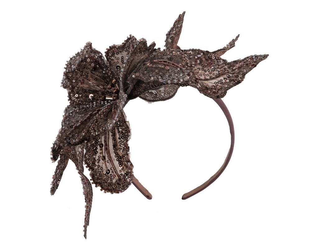 Fascinators Online - Sparkling Chocolate Fascinator with Sequins by Fillies Collection