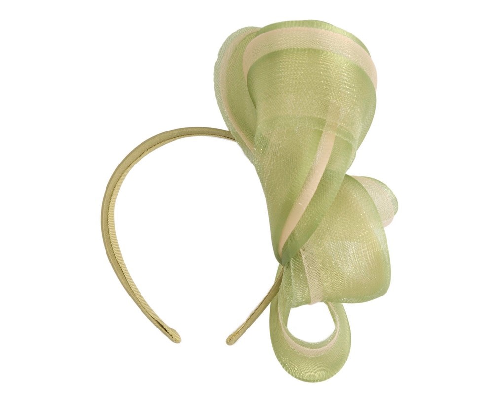 Sage green layered racing fascinator by Fillies Collection - Image 4