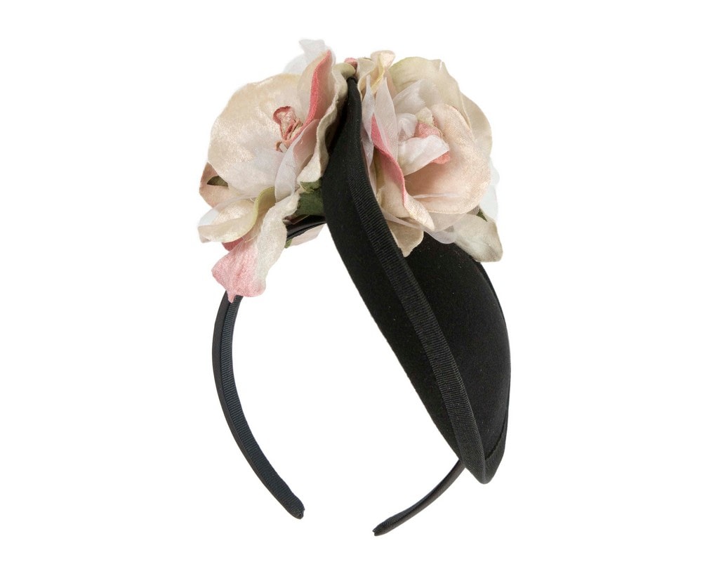 Black winter fascinator with pink roses by Fillies Collection - Image 5