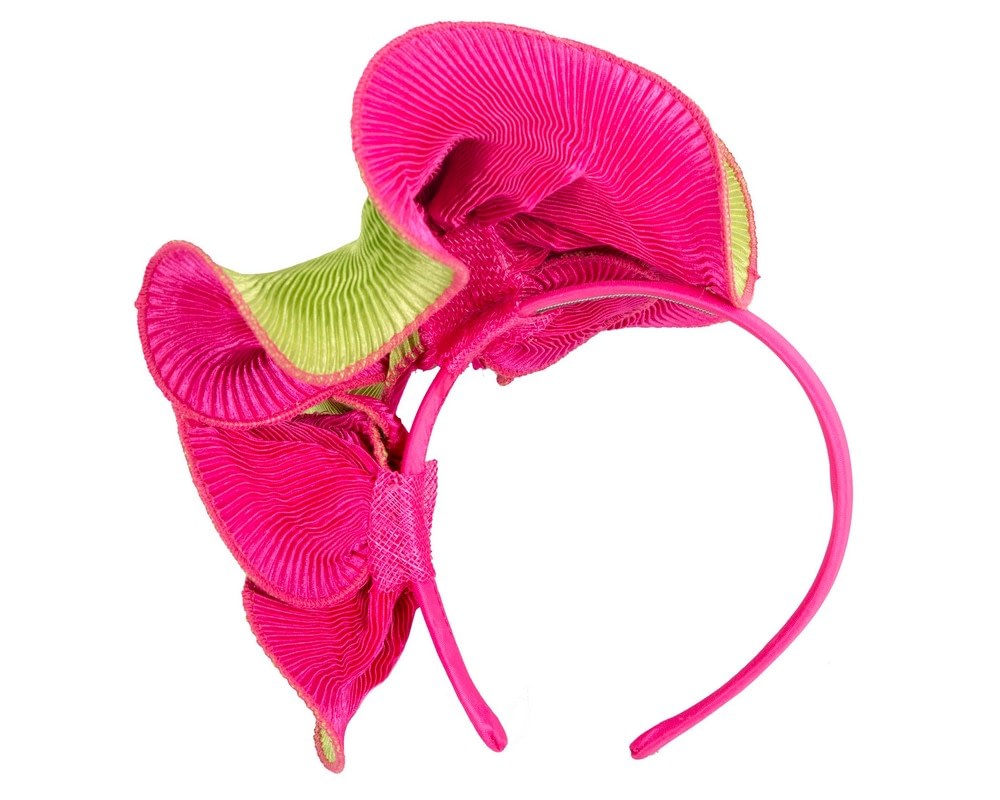 Exclusive lime & fuchsia fascinator by Max Alexander - Image 4