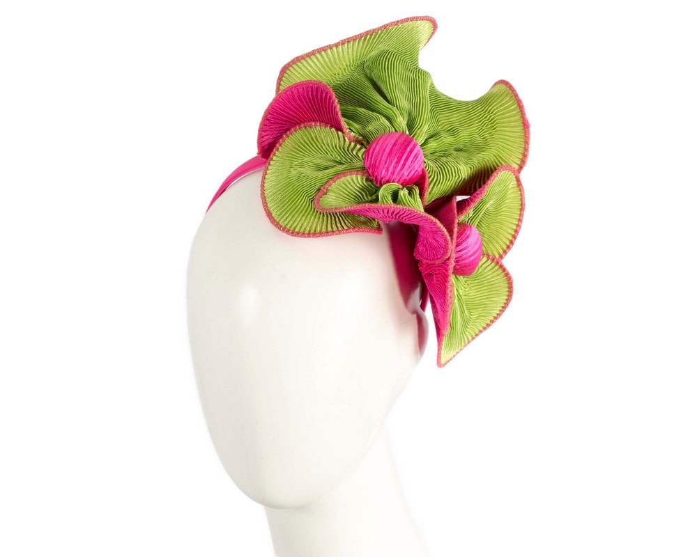 Fascinators Online - Exclusive lime & fuchsia fascinator by Max Alexander