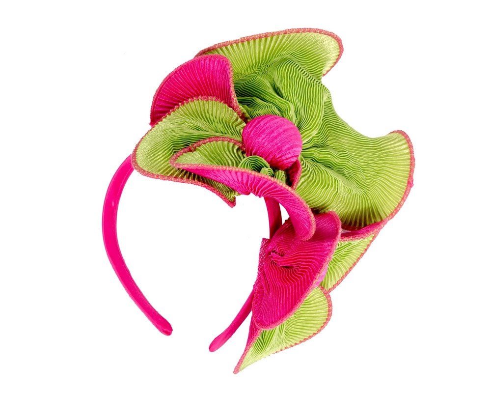 Fascinators Online - Exclusive lime & fuchsia fascinator by Max Alexander
