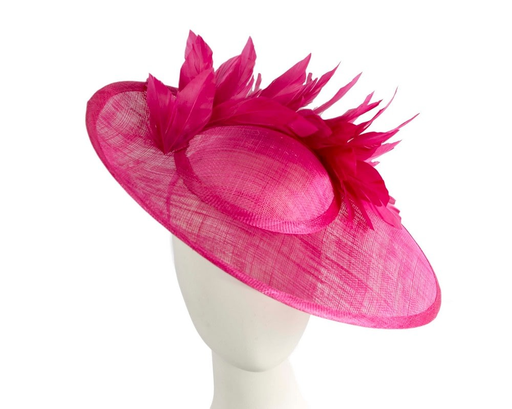 Fascinators Online - Large fuchsia sinamay hat by Max Alexander