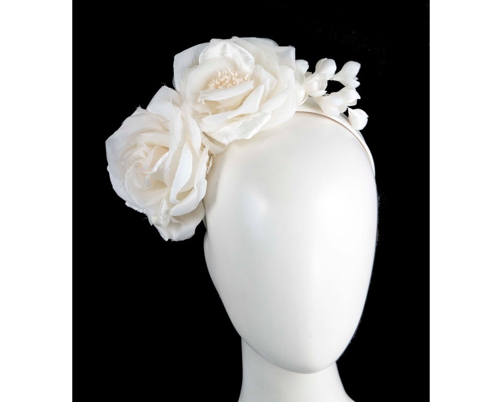 Fascinators Online - Large cream flower fascinator by Max Alexander