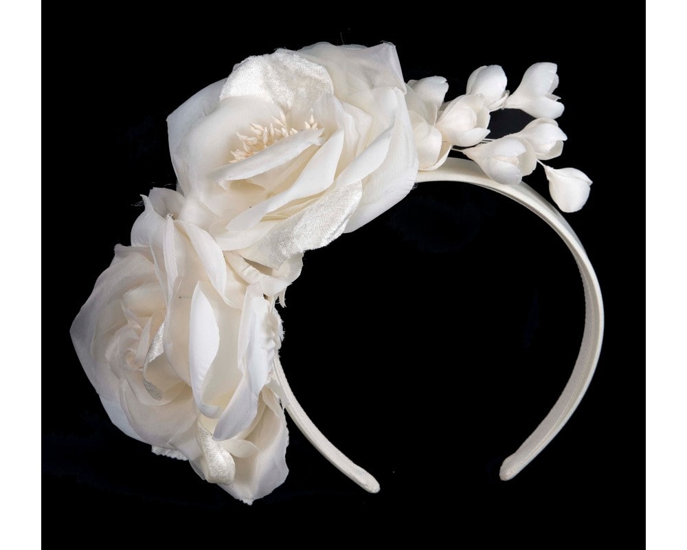 Fascinators Online - Large cream flower fascinator by Max Alexander