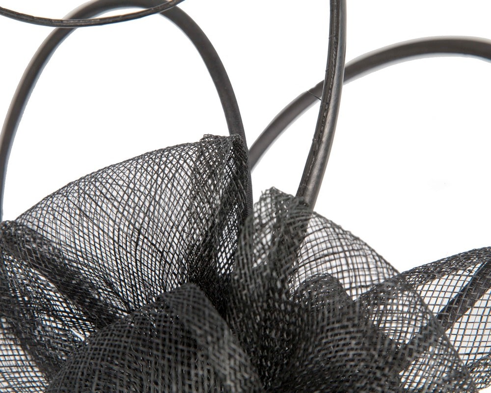 Black sinamay flower fascinator by Max Alexander - Image 3