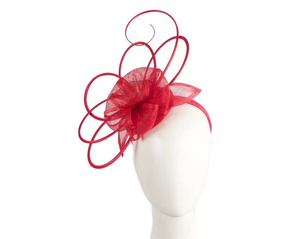 Fascinators Online - Red sinamay flower fascinator by Max Alexander