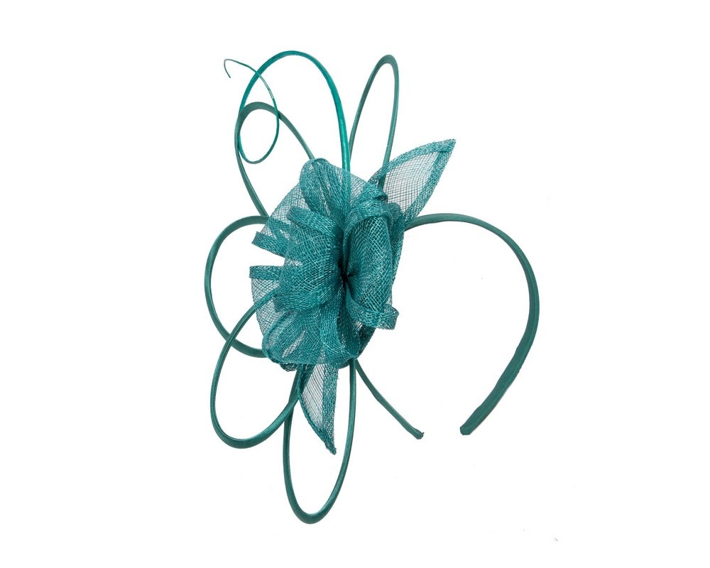 Fascinators Online - Teal green sinamay flower fascinator by Max Alexander