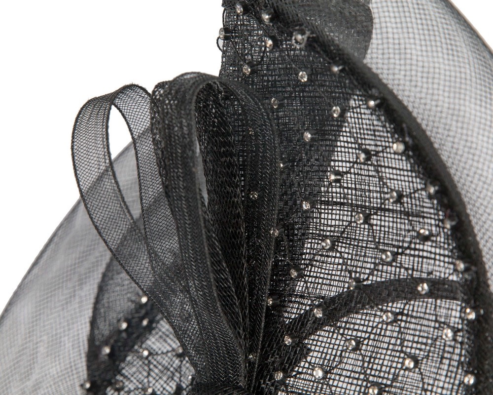 Large black fascinator with rhinestones - Fascinators Online Large black fascinator with rhinestones - Image 3