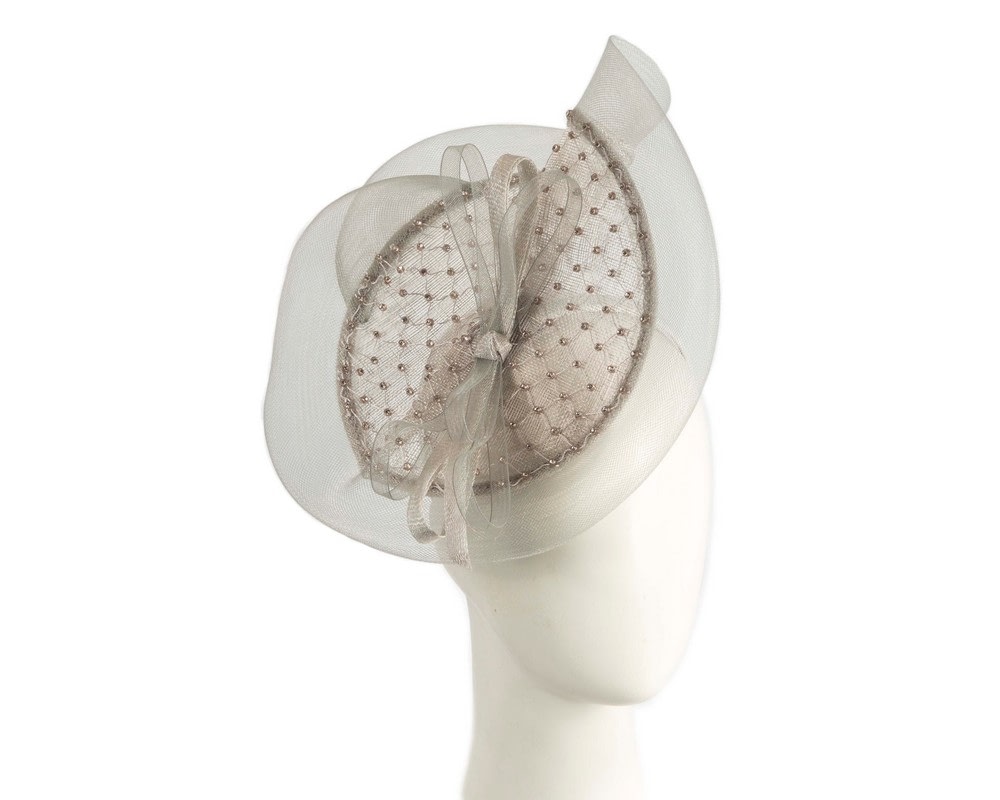 Fascinators Online - Large silver fascinator with rhinestones