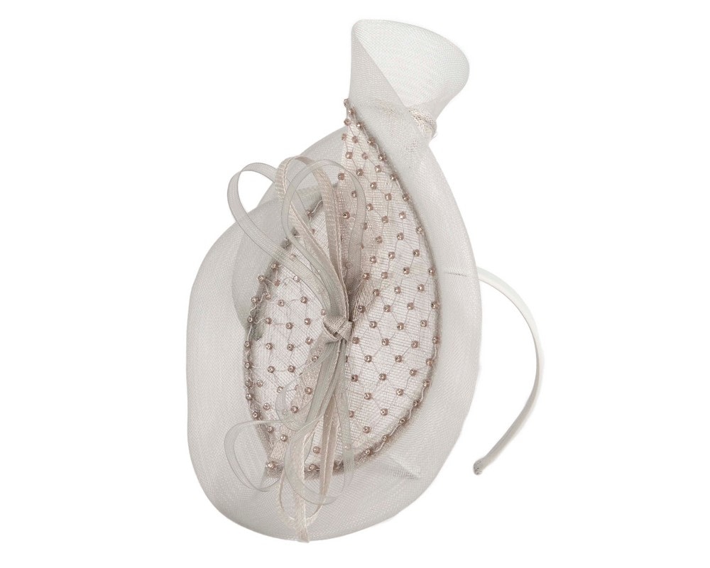 Fascinators Online - Large silver fascinator with rhinestones