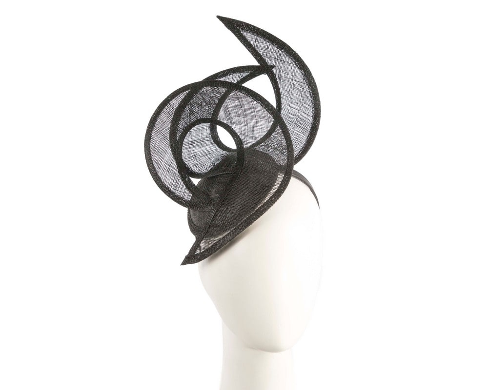 Fascinators Online - Edgy black sinamay fascinator by Max Alexander