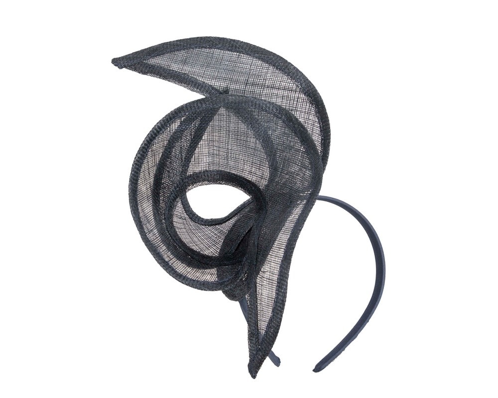 Fascinators Online - Edgy navy sinamay fascinator by Max Alexander
