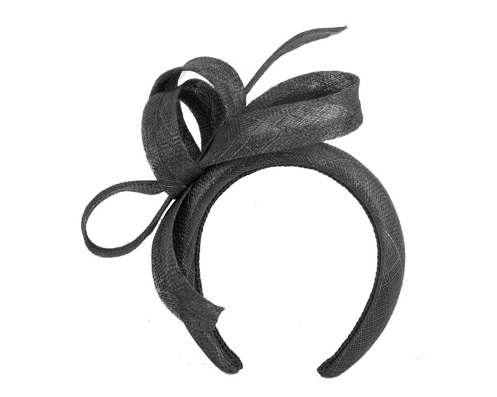 Fascinators Online - Black sinamay bow on the headband by Max Alexander