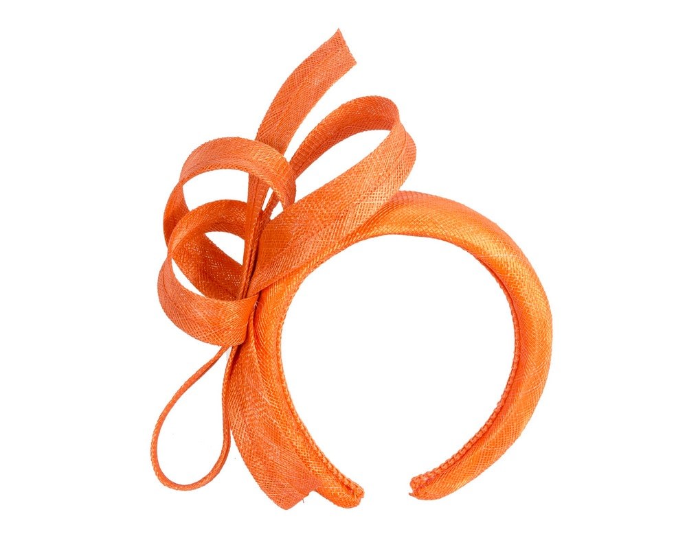 Fascinators Online - Orange sinamay bow on the headband by Max Alexander