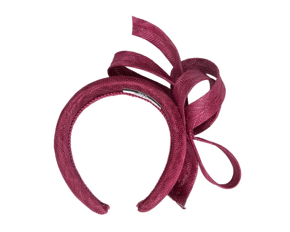 Wine-colored sinamay bow on the headband by Max Alexander - Fascinators Online Wine-colored sinamay bow on the headband by Max Alexander - Image 4