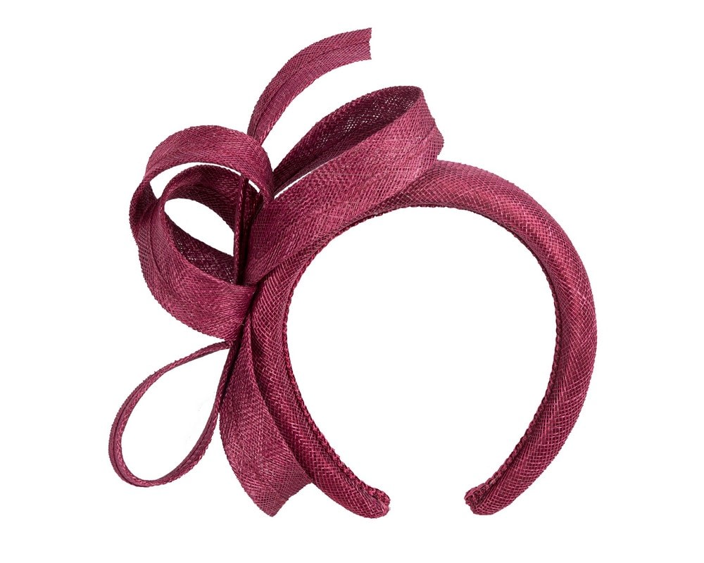 Fascinators Online - Wine-colored sinamay bow on the headband by Max Alexander