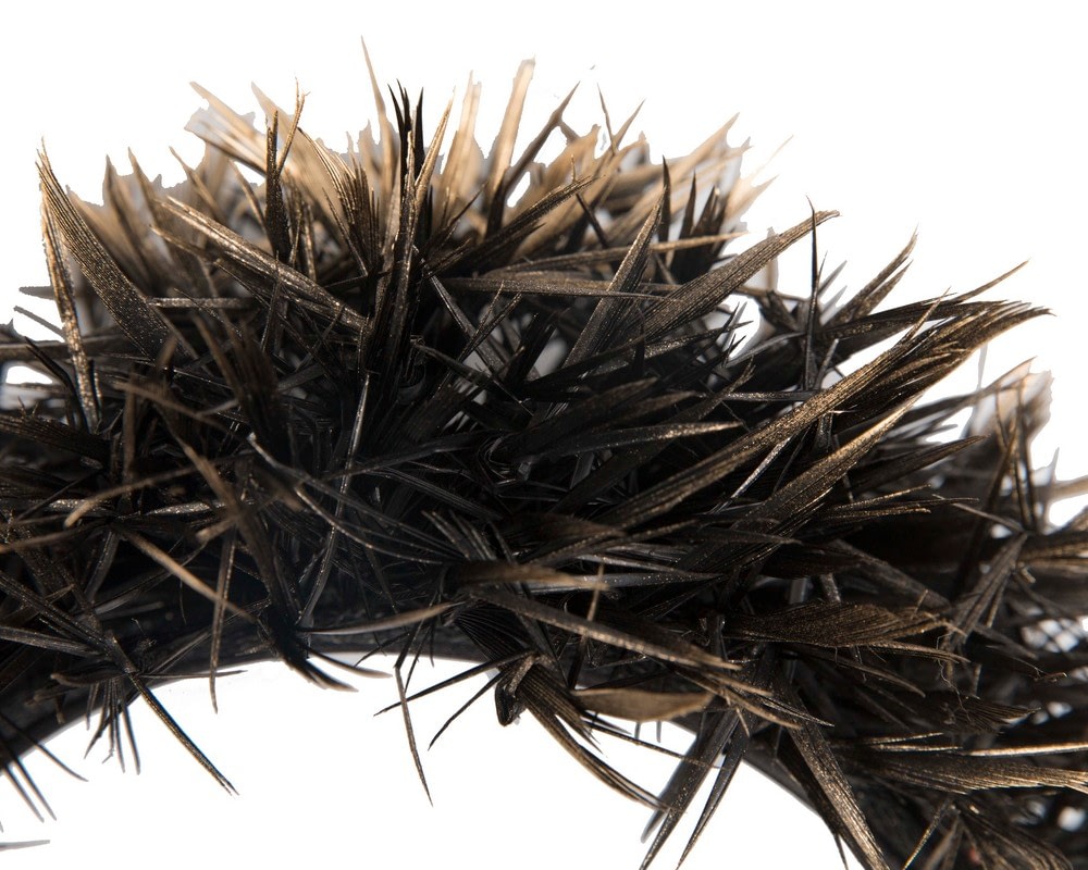 Black & gold spiky feather fascinator headband by Max Alexander - Fascinators Online Black & gold spiky feather fascinator headband by Max Alexander - Image 3