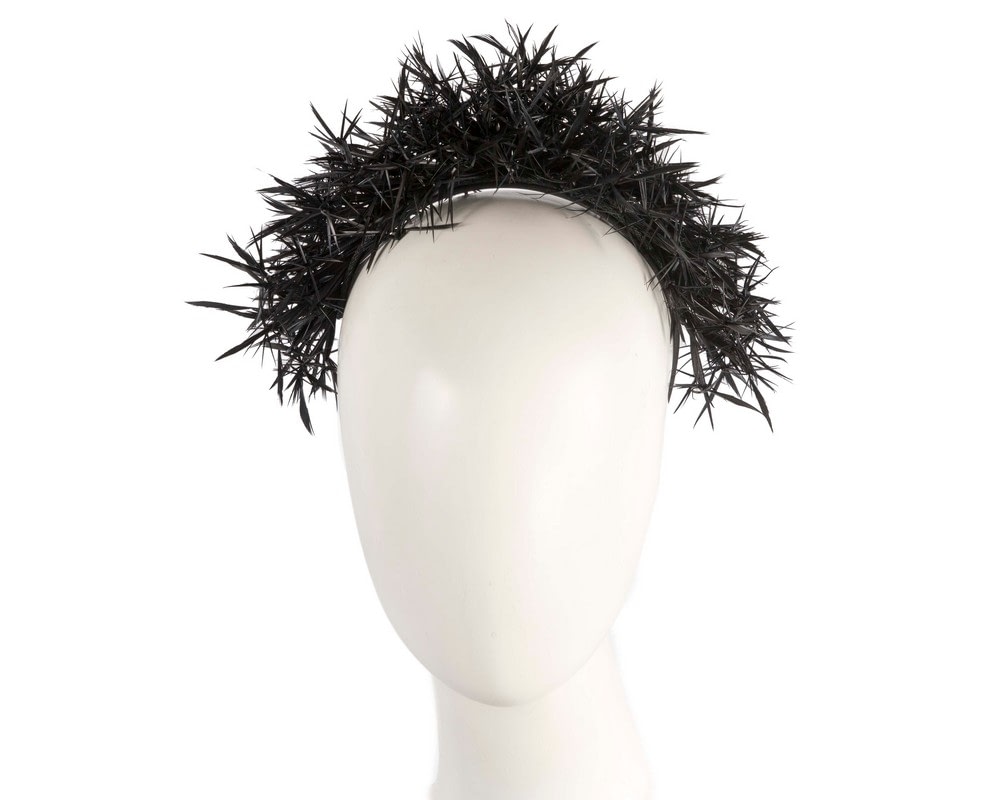 Fascinators Online - Black spiky feather fascinator headband by Max Alexander