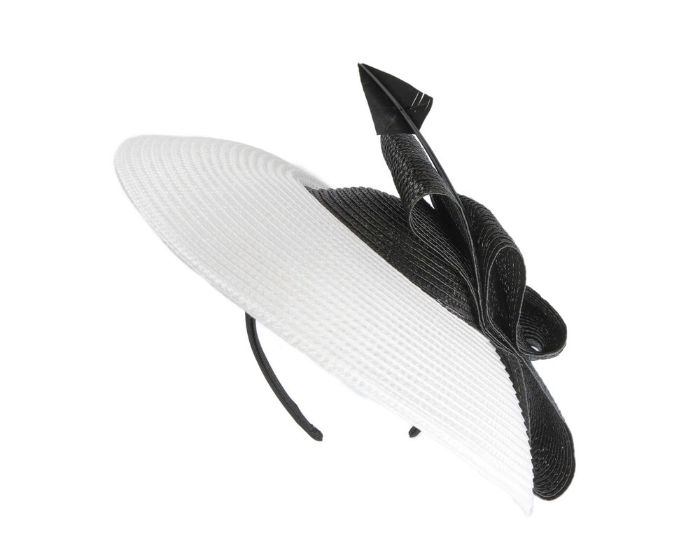 White & Black Max Alexander PU Braid Saucer Fascinator - Image 5