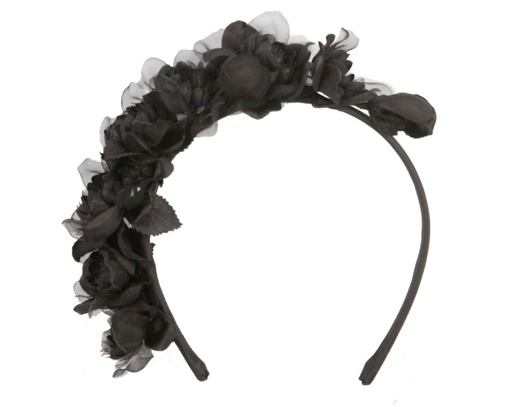 Fascinators Online - Black flower fascinator headband by Max Alexander