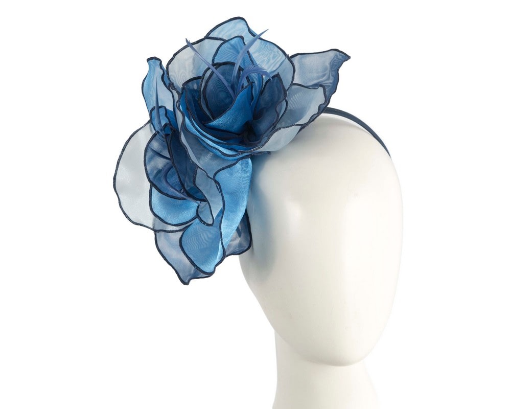 Fascinators Online - Multi-tone blue organza flower fascinator