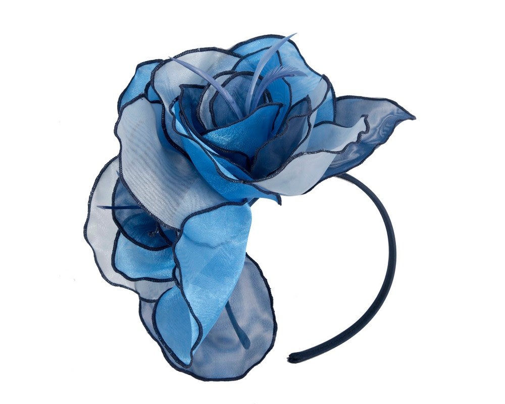 Fascinators Online - Multi-tone blue organza flower fascinator
