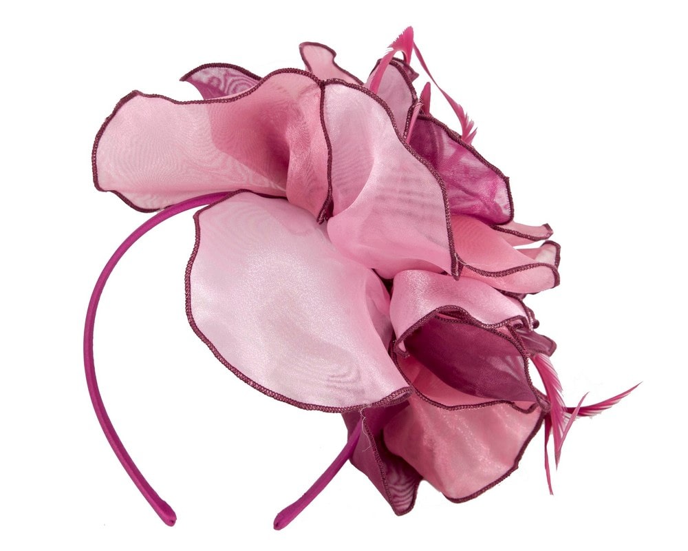 Multi-tone pink and wine organza flower fascinator - Image 4