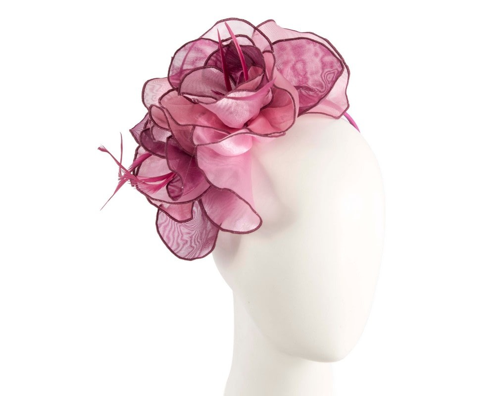 Fascinators Online - Multi-tone pink and wine organza flower fascinator