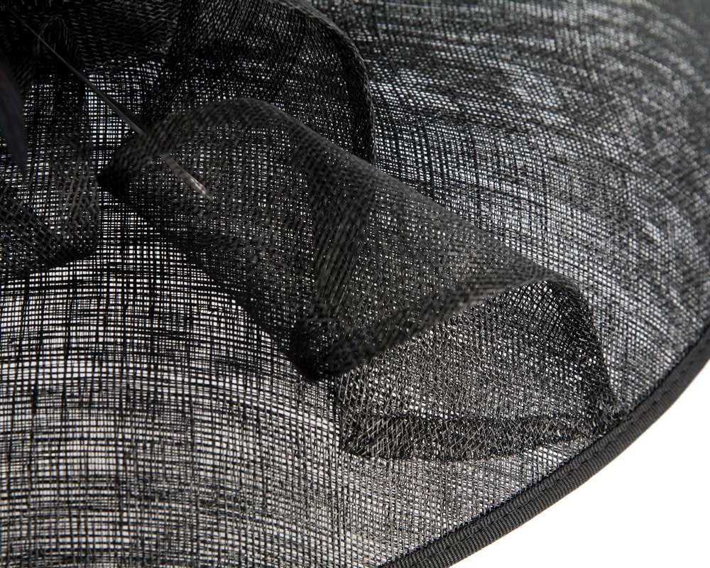 Black wide brim ladies fashion sinamay hat by Max Alexander - Fascinators Online Black wide brim ladies fashion sinamay hat by Max Alexander - Image 5