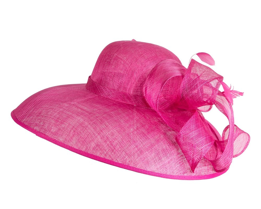 Wide brim fuchsia ladies fashion sinamay hat by Max Alexander - Image 6
