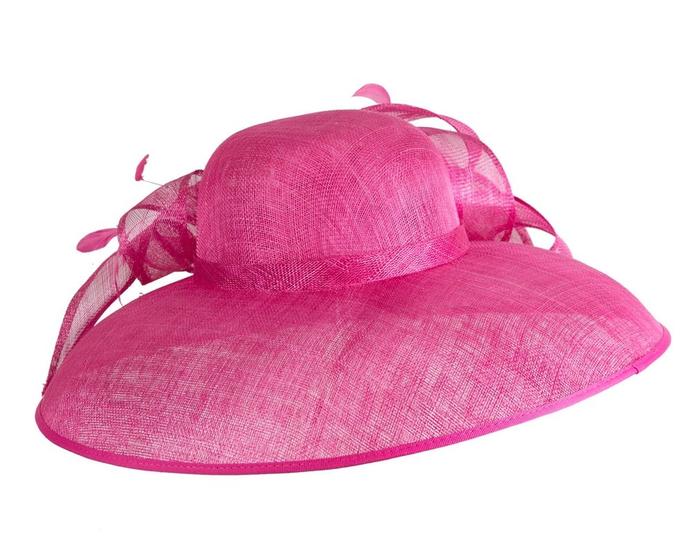 Wide brim fuchsia ladies fashion sinamay hat by Max Alexander - Image 3