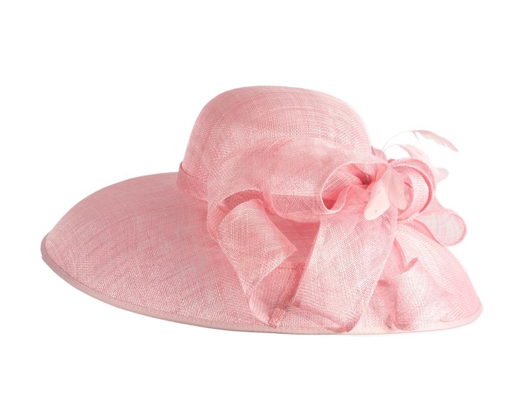 Pink wide brim ladies fashion sinamay hat by Max Alexander - Image 6