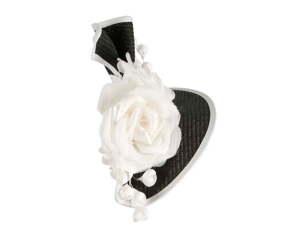 Bespoke large black & white flower fascinator by Fillies Collection - Image 4