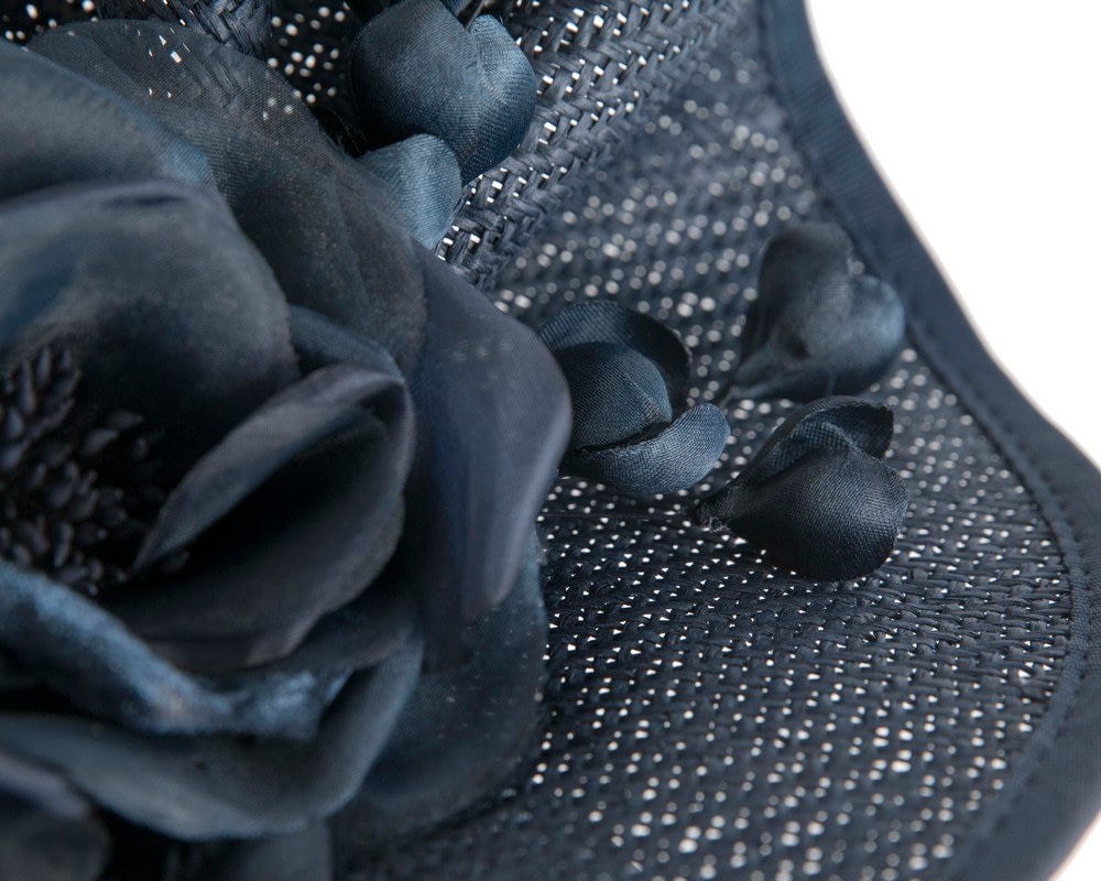 Bespoke large navy flower fascinator by Fillies Collection - Fascinators Online Bespoke large navy flower fascinator by Fillies Collection - Image 5
